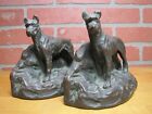 Dog Landscape Antique Bronze Clad Bookends Decorative Art Statues