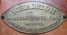 WHARTON MANGANESE STEEL FROG Pat 1901 Antique Nameplate Tag RR Equipment Sign