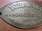 WHARTON MANGANESE STEEL FROG Pat 1901 Antique Nameplate Tag RR Equipment Sign