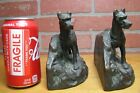 Dog Landscape Antique Bronze Clad Bookends Decorative Art Statues