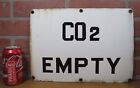 CO2 EMPTY Old Black White Porcelain Sign Industrial Plant Gas Station Safety Ad