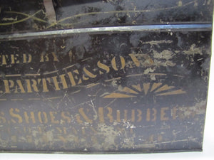 PARTHE & SONS BOOTS SHOES RUBBERS Antique Shoemakers Sign Box ALLIANCE OHIO