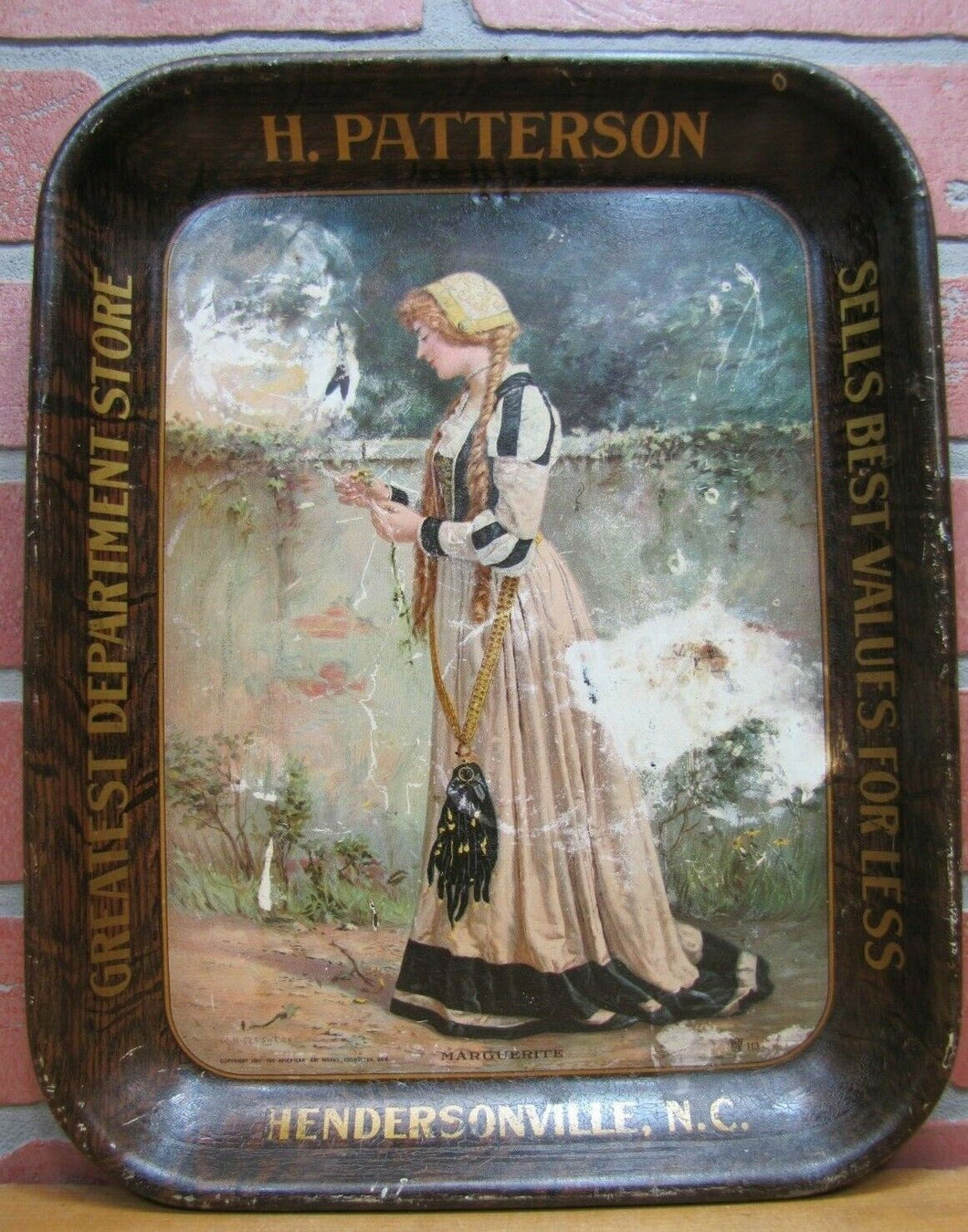 H PATTERSON DEPARTMENT STORE HENDERSONVILLE NC Antique Ad Tray Sign c1911 AAW