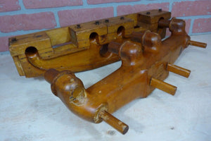 AUTO TRUCK WOOD MANIFOLD FACTORY MOLD Orig Old 2pc Decorative Art Sign V8 Engine