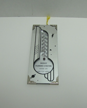 Load image into Gallery viewer, BUCKLEY PLUMBING &amp; HEATING PINE CITY MINN Old Ad Thermometer Mirrored Space Age
