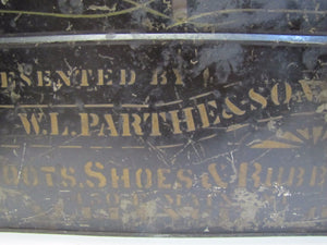 PARTHE & SONS BOOTS SHOES RUBBERS Antique Shoemakers Sign Box ALLIANCE OHIO