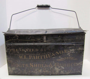 PARTHE & SONS BOOTS SHOES RUBBERS Antique Shoemakers Sign Box ALLIANCE OHIO