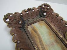 Load image into Gallery viewer, 19c CARPE DIEM Ernst Zimmerman BRONZE &amp; ONYX Tray Evil Men Devil Monster Heads
