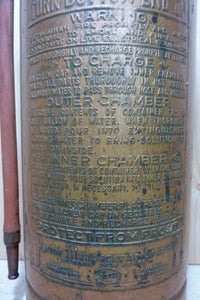 Orig Old FASTFOME Large Copper Fire Extinguisher Pyrene Manufacturing Co USA