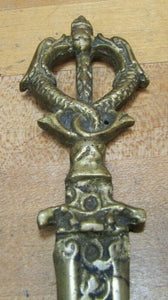 Serpents Monsters Beasts Old Bronze Letter Opener Decorative Arts Desk Tool