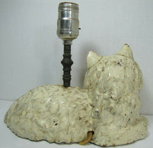 Load image into Gallery viewer, Antique Hubley Cast Iron Cat Doorstop Lamp old original lying kitty kat ornate
