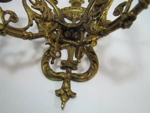 Antique Dragons Serpents Flames Candelabra Brass Ornate Dual Candlestick