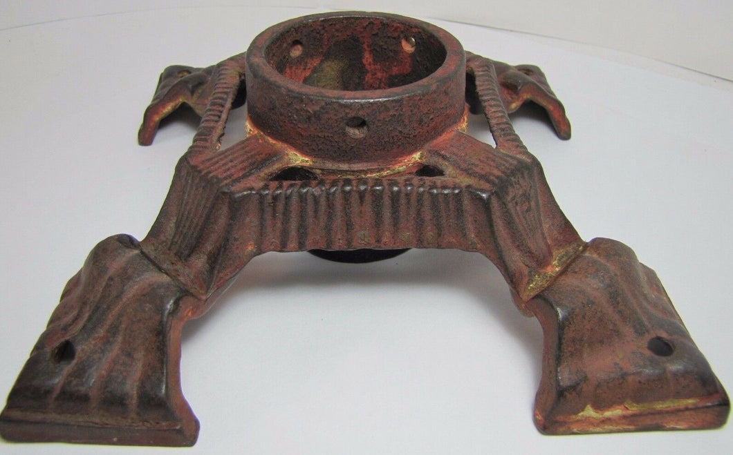 Antique Cast Iron Stand unusual smaller sized tree large flagpole base detailed