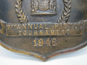 1940s SPARROWS POINT POLICE PISTOL TOURNAMENT Bronze Plaque Sign High Relief