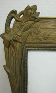 Art Nouveau Lovely Maiden Butterflies Flowers Antique Decorative Arts Frame