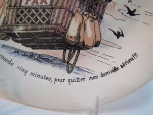 Antique LES SPORTS L'Aerostation' Plate HOT AIR BALLOON Ride Boch La Louviere