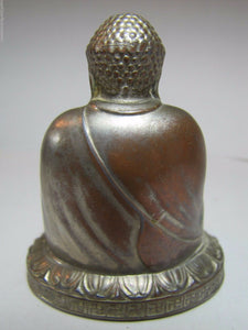 BUDDHA Old Incense Burner SWIRLING LOGS GOOD LUCK Ornate Silver Nickel Plate