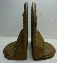 Load image into Gallery viewer, Art Deco Asian Couple Kissing Cast Iron Bookends Original Old Gold Paint
