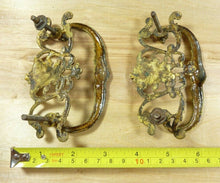 Load image into Gallery viewer, Antique 19c Brass Grotesque Face Head Koi Monster Pulls Architectural Hardware
