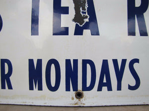 ELMS TEA ROOM Old Porcelain Sign 1st Four Mondays 645pm Restaurant Bakery Ad