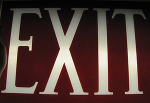 EXIT Art Deco Reverse on Glass Sign Gothic Lettering Theatre Industrial Safety