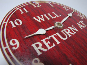 WILL RETURN AT / OPEN COME IN Old Double Sided Store Tin Sign Adjustable Hours