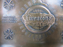 Load image into Gallery viewer, Antique Bronze 1914 Firestone National Fire Chiefs Convention Tray New Orleans
