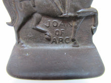 Load image into Gallery viewer, Orig 1920s JOAN of ARC Cast Iron Bookend rare SNEAD &amp; Co JERSEY CITY NJ
