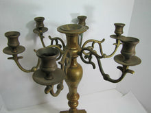 Load image into Gallery viewer, Antique 19c Candelabra Seven w Six Arms Heavy Brass Ornate Candle Holder Patina
