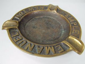 Old Bronze TEMPLE EMANUEL NEWTON Advertising Ashtray RICHARD FINE & SONS BOSTON