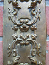 Load image into Gallery viewer, Antique Door Push Plate Ornate high relief Flowers Vines Scrollwork thin Brass
