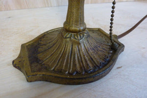 Antique Leaves Petals Decorative Cast Iron Lamp Original Old Gold Paint Light