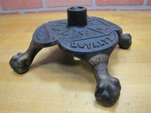 Load image into Gallery viewer, LOYALTY FRATERNITY CHARITY Antique 19c WRC Cast Iron CLAW FEET Flag Pole Stand
