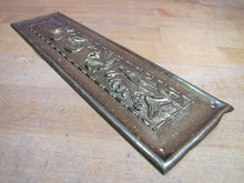 Load image into Gallery viewer, Art Nouveau Repousse Floral Stems Old Brass Door Push Plate Ornate High Relief

