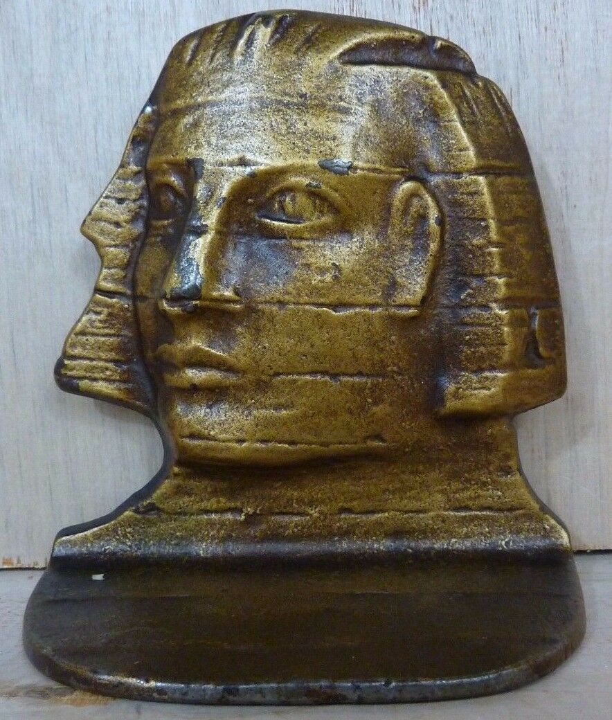 EGYPTIAN PHAROAH D-A-L Original Old Cast Iron Bookend Decorative Art Statue