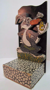 BUGS BUNNY SMOKING CARROT CIGAR Folk Art Wooden Bookend Decorative Art Statue