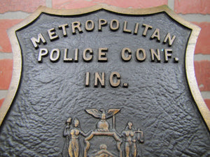 METROPOLITAN POLICE MEMBER Old Bronze Embossed Auto Truck Emblem Badge