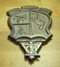 Load image into Gallery viewer, Old PHI LAMBDA SIGMA Brass Medallion Skull Crossbones Embossed Badge Fraternal
