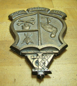 Old PHI LAMBDA SIGMA Brass Medallion Skull Crossbones Embossed Badge Fraternal