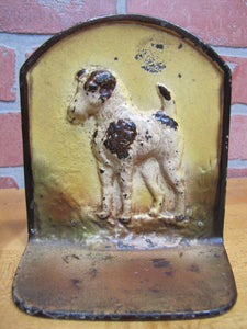 Old Cast Iron TERRIER Bookends figural wire fox dog book ends old paint