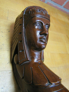 Antique Decorative Arts Wooden Face Head Architectural Salvage Hardware Element