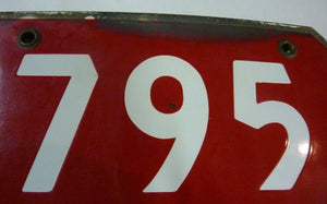 Old Porcelain 795 CB Sign Industrial Red White Bevel Edge Gas Oil Steampunk