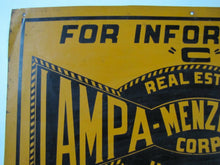 Load image into Gallery viewer, Antique LAMPA - MENZE - STUKHART Real Estate Insurance Sign # DUMONT 1416
