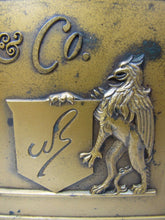 Load image into Gallery viewer, W BELL &amp; Co JEWELRY AND FINE GIFTS Old Solid Brass Store Plaque Ad Sign Griffin
