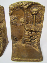 Load image into Gallery viewer, CJO JUDD Co &#39;REAL BRONZE&#39; Antique Lions Head Fountain Landscape Bookends
