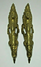 Load image into Gallery viewer, Brass Maidens Head Old Pair Decorative Arts Architectural Hardware Elements
