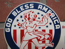 Load image into Gallery viewer, GOD BLESS AMERICA ADELPHIA ROLLER SKATING PHILA Old License Plate Topper Sign
