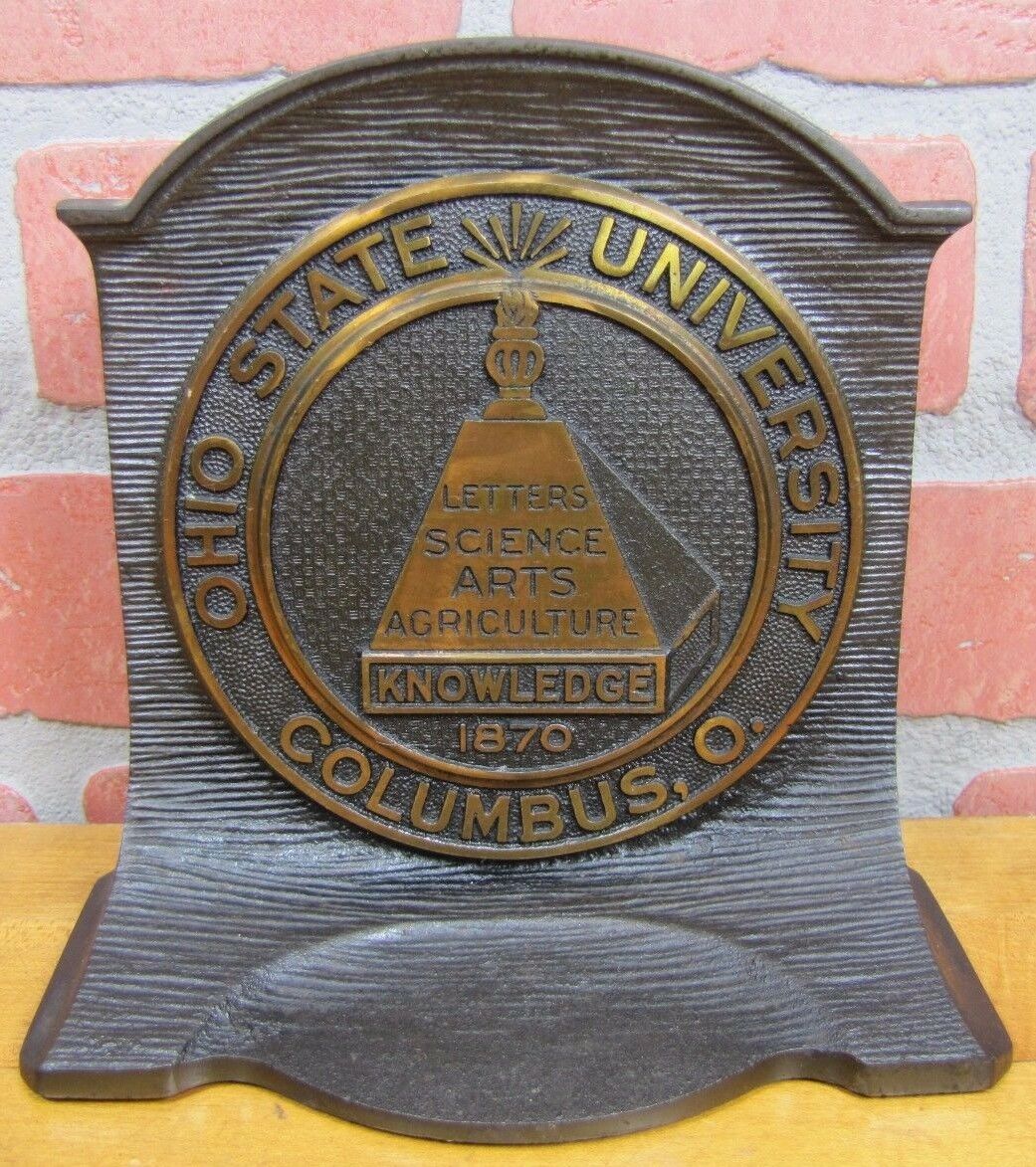 1920s OHIO STATE UNIVERSITY Cast Iron Decorative Arts Bookend Book End Doorstop