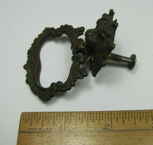 MONSTER BEAST Antique 19c Bronze Pull Ornate Figural Victorian Hardware Element