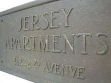 Load image into Gallery viewer, Old JERSEY APARTMENTS Brass Building Plaque Sign ASBURY PARK NJ Shore Embossed
